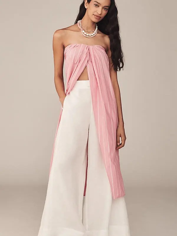 Maeve Strapless Twist Open-Front Long Top